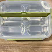 便当盒分隔小学生餐具四格不锈钢特厚盘快餐盒加深304盘子快餐