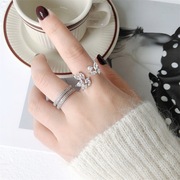 925纯银双层微镶锆石戒指，女ins网红超闪时尚，个性树叶子戒指环