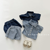 婴幼儿童时尚洋气两件套韩版潮夏季男女宝宝短袖牛仔衬衫短裤套装