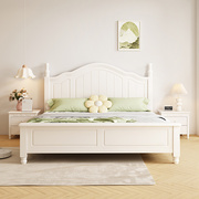 实木床美式床，1.5米约双人床白色，1.35床架家用卧室主卧