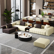 沙发客厅2024钢琴键，沙发意式极简真皮沙发客厅，现代大户型拼色