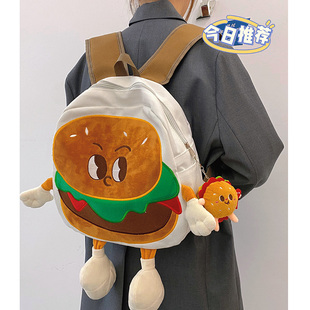 大容量汉堡包小众个性包包2024潮，可爱少女单，肩斜挎背包双肩包
