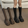 小个子长筒靴子女2023秋季气质堆堆显瘦短靴厚底高筒骑士长靴