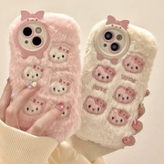 秋冬季少女款毛绒hellokitty凯蒂猫kt适用iphone13promax手机，壳1514plus苹果12pro1+11可爱9r9rt一加ace2v