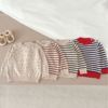 韩版婴幼儿针织衫男女宝宝圆领洋气条纹波点打底衫新生儿棉质上衣