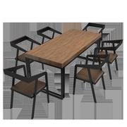 复古酒吧烧烤店火锅餐厅，工业风原木，实木餐桌长方形咖啡厅桌椅