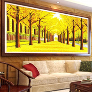 纯手工十字绣成品黄金满地风景，黄金大道2米客厅，大画出售已绣好的