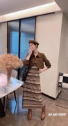 韩版条纹吊带裙+牛仔衣，短外套长款连衣裙，两件套女装秋2023潮