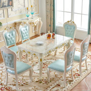 小兔匠 欧式餐桌椅组合大理石现代简约家用小户型饭桌实木美式桌