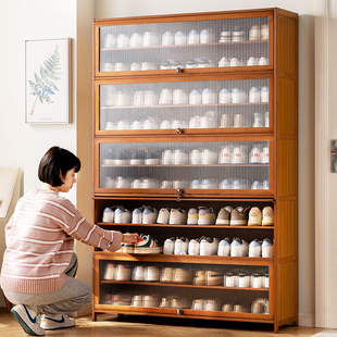 鞋柜家用门口大容量鞋架多层室内玄关，入户收纳神器省空间实木简易