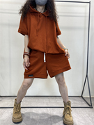 颜色正版型好 橘色时尚纯棉套装女短裤短袖夏装时尚韩版大码