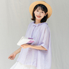 古苔「加点紫色」苎麻蕾丝小衫日系木耳边衬衫法式感上衣GOODTIME