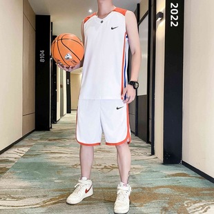 耐克顿篮球服套装男夏季宽松速干运动背心薄款印花比赛队服两件套