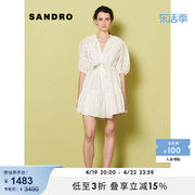 SANDRO Outlet女装春季法式镂空系带白色公主裙连衣裙SFPRO02448