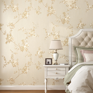 高档轻奢美式无缝墙布现代简约墙纸卧室客厅家用背景墙提花壁布