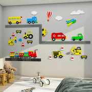 汽车小男孩卧室墙面装饰品贴纸壁画家居儿童房间布置床头背景改造