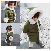 冬款可爱毛领儿童棉袄男女宝宝，棉衣中长款加厚手塞棉，宝宝面包棉服