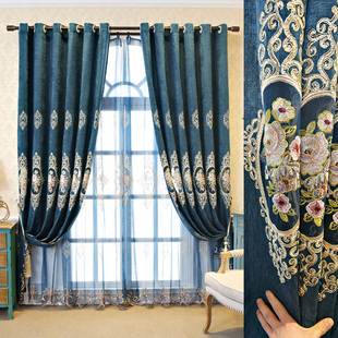 欧式窗帘遮光布北欧简约雪尼尔卧室客厅高档大气成品豪华奢华