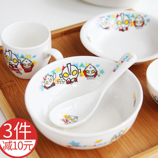 日本制q版奥特曼儿童，陶瓷餐具英文字母，餐盘菜汤盘深皿拉面碗