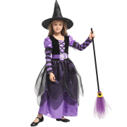 万圣节cosplay服装幼儿舞台，演出服巫婆服儿童女巫婆魔法巫婆长裙