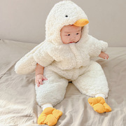 婴儿大白鹅抱被睡袋两用新生，宝宝春秋冬海星连体爬服衣包脚防