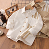 男童衬衫春秋款2024春装，儿童白衬衣(白衬衣，)男孩小童宝宝长袖纯棉上衣