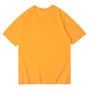 潮理caspr夏季短袖t恤男款，宽松休闲百搭纯黄色打底衫男士t恤