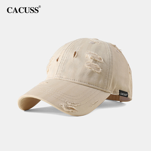 cacuss棒球帽女春夏鸭舌帽男破洞户外防晒遮阳帽，明星同款设计小众