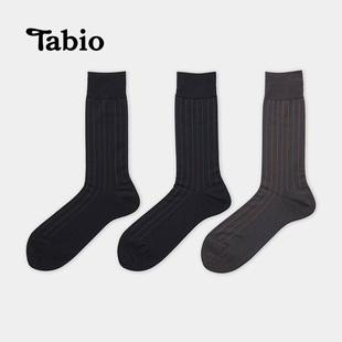 tabio袜子男竖条纹商务正装，西装长袜春夏男士中筒袜黑色袜子