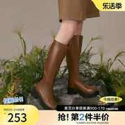 百思图奥莱冬商场同款时尚潮流骑士靴瘦瘦靴长靴MD250DG2