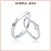 simplejoys流星对戒s925银，星星开口戒原创小众，设计送礼情侣戒指