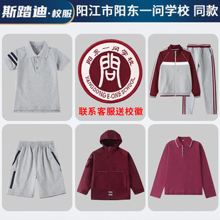 阳江市一问学校校服阳东小学，中学高中运动服灰色夏装枣红冬装套装