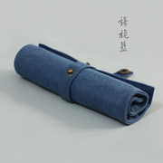 1008c日式复古卷帘笔袋大中小钢笔笔帘帆布卷笔袋简约男女文具袋