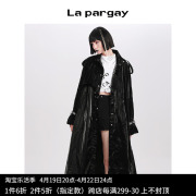 纳帕佳长款风衣2023秋冬女式黑色长袖个性休闲设计感小众外套