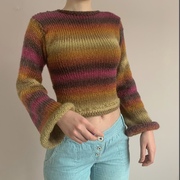 Pullover striped large crewneck sweater 套头条纹大码圆领毛衣