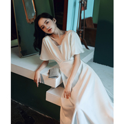 白色法式晚礼服裙2024高端气质宴会长款大气优雅显瘦高级质感