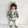 秋冬婴童装0-2岁女宝宝套装，豹纹外套+哈衣婴儿针织哈衣爬服两件套