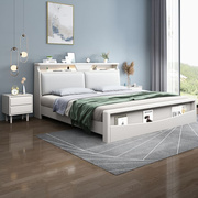 北欧全实木床现代简约小户型1.5m高箱储物1.8米新中式软靠双人床