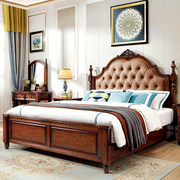 美式轻奢双人床1.8米大床现代简约软包主卧室婚床欧式实木箱式床
