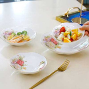 欧式骨瓷餐具套装深盘子菜盘家用创意拌面汤盘花朵餐盘英寸碟子7