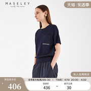 maseley玛塞莉商场同款短袖，t恤春季宽松针织上衣套头毛衫