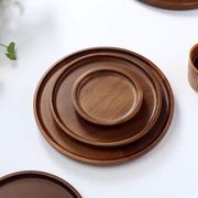 相思木大餐盘托盘圆形茶盘，摆拍防水实木盘，子木碟子干果盘木质圆盘