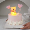 七夕情人节网红带灯发光小熊蛋糕装饰摆件可爱小熊情侣告白装扮