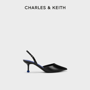 CHARLES&KEITH春夏女鞋CK1-60920337简约后绊带尖头高跟凉鞋女