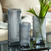 花瓶摆件客厅插花北欧三角，口玻璃花瓶透明水养绿植富贵竹鲜干花瓶