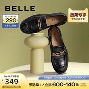 百丽乐福鞋女春夏，女鞋鞋子商场，黑色小皮鞋单鞋3o120aa3