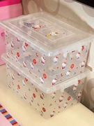 Hellokitty收纳箱桌面收纳盒少女首饰小物文具整理高清透明叠式盒