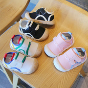 春秋季宝宝学步鞋0-3岁4男女童布鞋子(布，鞋子)1软底透气婴幼儿防滑不掉跟2
