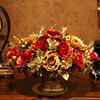 客厅仿真花套装假花装饰绢花玫瑰餐桌摆件盆栽，欧式花瓶插花艺摆设