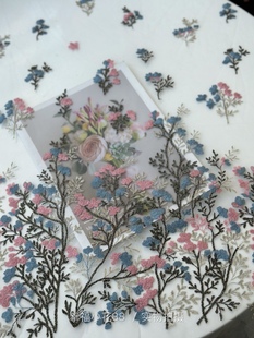 n59植物提花3d立体色织刺绣蕾丝软网纱，定位花面料连衣裙布料